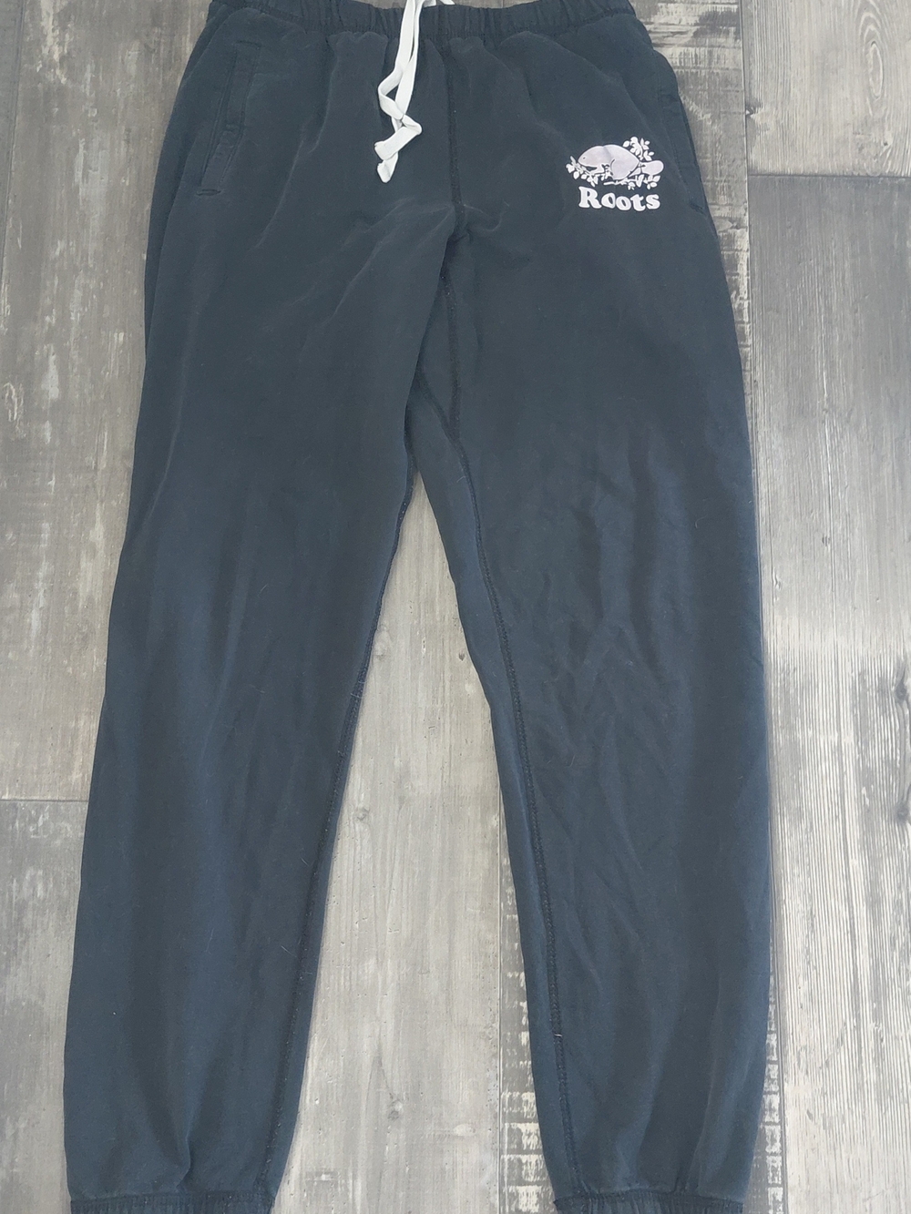 Roots Black Men's Sweatpants with White Logo